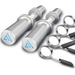 Halterstang 40,6 cm voor Olympische halterschijven - Krachttraining thuis en sportschool, inclusief 2 paar veerkragen