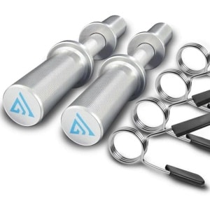 Halterstang 40,6 cm voor Olympische halterschijven - Krachttraining thuis en sportschool, inclusief 2 paar veerkragen