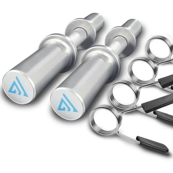 Halterstang 40,6 cm voor Olympische halterschijven - Krachttraining thuis en sportschool, inclusief 2 paar veerkragen