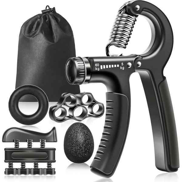 Handgreep, handkrachttraining, 5 stuks, verstelbare weerstand (5-60 kg), antislip krachttraining, greepversterker pakket, krachttrainer voor krachttraining en herstel