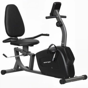 Hometrainer - Magnetische Ligfiets - Verstelbare Weerstand - LCD Scherm - Verstelbare Zitting - Hartslagsensoren - Max. Gebruikersgewicht 135 kg - Fietstrainer - Fitnessfiets - Zwart