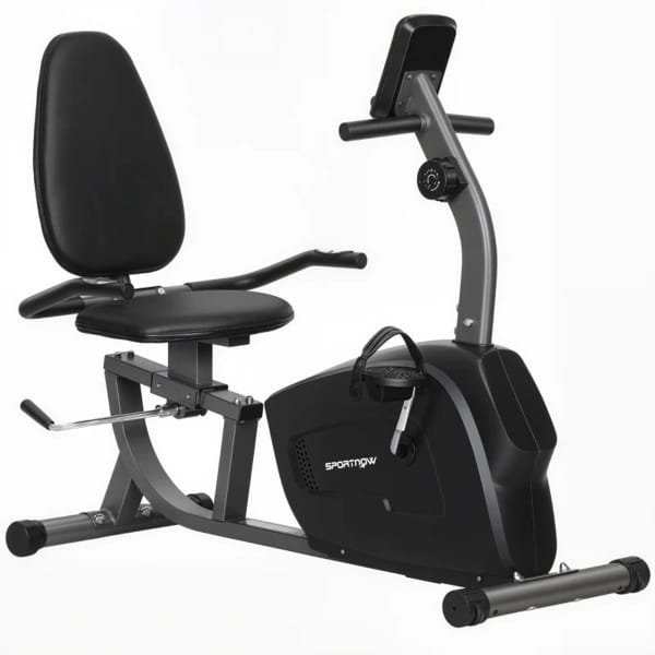 Hometrainer - Magnetische Ligfiets - Verstelbare Weerstand - LCD Scherm - Verstelbare Zitting - Hartslagsensoren - Max. Gebruikersgewicht 135 kg - Fietstrainer - Fitnessfiets - Zwart