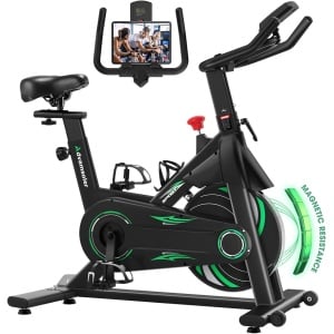 Hometrainer voor Thuis met Bluetooth en LCD-Display - Comfortabele Spinfiets met Magneetweerstand