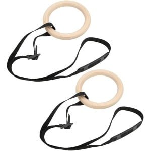 Houten Gymnastiekringen met Verstelbare Banden voor Krachttraining Thuis
