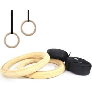 Houten Gymnastiekringen voor Crossfit en Home Fitness - Verstelbaar met Sterke Nylon Riemen