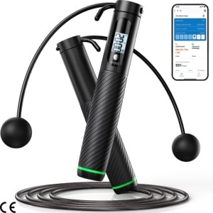 Intelligent Springtouw met Teller - Verstelbare Draadloze Springtouwen met App-gegevensanalyse - Snelheidsspringtouw voor Fitness - Trainingsuitrusting voor Vrouwen, Mannen en Kinderen - CrossFit