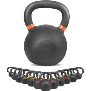 Kettlebell 4kg - 28kg van massief gietijzer met poedercoating - Schommel halter voor krachttraining thuis