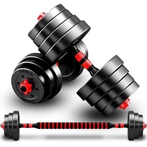 Korte halters, 2-in-1 halterset, verstelbaar, verstelbare dumbbells, verbindingsstalen buis, krachttraining, stille lange halter, set-handel, voor mannen, hometraining