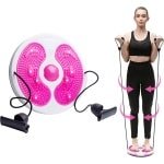 Kraftverdia - Cardio Twister Disc - Twist Waist Disc Balance Board met trekkoord - Buikspiertrainer - Balanstrainer Workout - Balance Board Twister - Twist Core Trainer - Fitness Accessoires - Roze