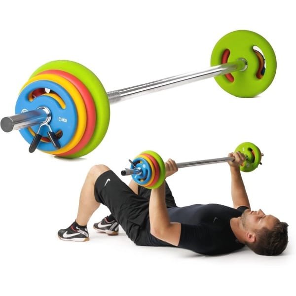 Lange Halterset 16 kg met Gewichten voor Krachttraining en Fitness