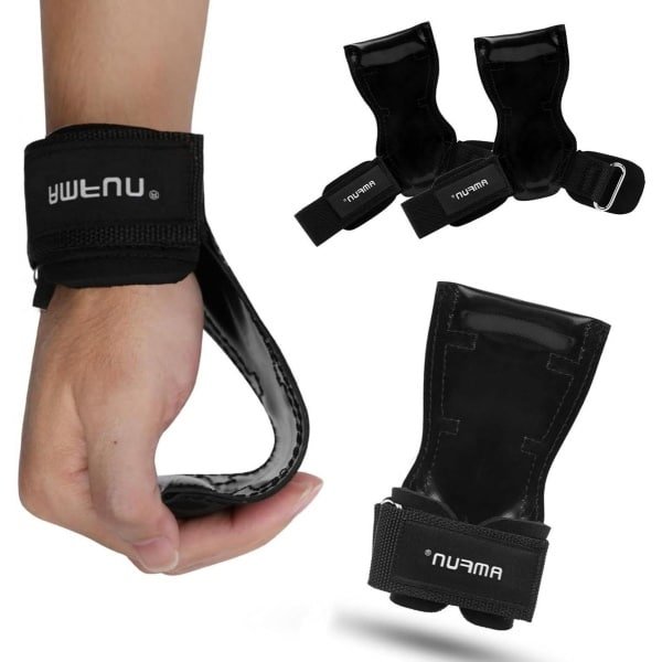 Lederen antislip grips met neopreen en klittenbandsluiting - trekhulp polsbanden met haken voor gewichtheffen - bodybuilding krachttraining
