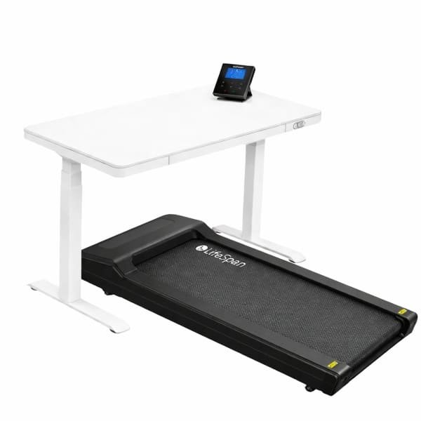 LifeSpan TR5000 Power Loopband met glazen sta-bureau en smart console SC130 (Wit)