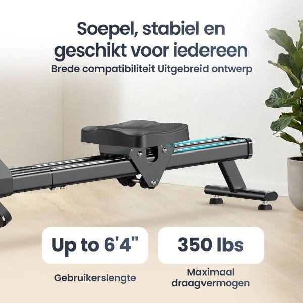 Lugia Roeitrainer - Magnetische Roeimachine - 16 Weerstandniveaus - Geschikt voor lange gebruikers - Inklapbaar Roeiapparaat -