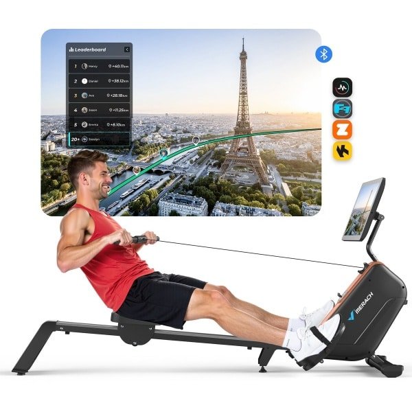 MERACH Roeimachine met HD-Display, Roeitrainer met 16 Weerstandsniveaus, Automatische magnetische weerstand, Eenvoudige montage, Tot 158 kg