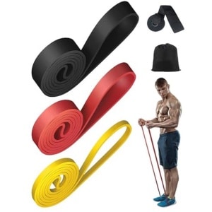 MOXTOYU 3 stuks weerstandsbanden, gymnastiekbanden, weerstand voor oefening, krachttraining, met deuranker en draagtas, gemakkelijk mee te nemen, pull-up-banden, yoga, stretch, versteviging,