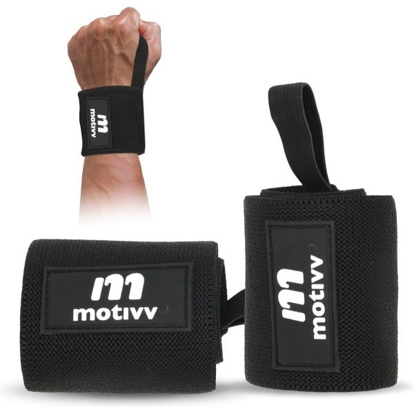 Motivv Wrist Wraps voor Fitness & Crossfit - Polsbanden voor Krachttraining - Fitness Wrap - Polsbrace - 2 stuks - Zwart