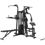 Multifunctioneel Trainingsstation - Pull Up Station - Dip Station - Power Tower - 10+ Oefeningen - Verstelbare Fitnessbank en Gewichtsstack (tot 69 kg) - Krachtstation - Thuisgym - Thuis Fitness & Krachttraining - Zwart