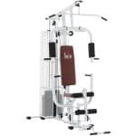 Multifunctioneel Trainingsstation - met Gewichten, Lat pulldown, Leg Curl - Verstelbare Gewichtsstack (tot 45 kg) - Krachtstation - Thuisgym - Thuis Fitness & Krachttraining - Fitnesscentrum - Wit