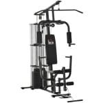 Multifunctioneel Trainingsstation - met Lat pulldown - Butterfly Bar - Verstelbare Gewichten en Touw (tot 45 kg) - Krachtstation - Thuisgym - Thuis Fitness & Krachttraining - Fitnesscentrum - Zwart