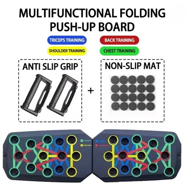 Multifunctionele Push-Up Board Set - Opvouwbaar & Draagbaar - Fitness voor Borst, Armen, Buik & Rug - Zwart - Krachttraining - Anti-slip - Eenvoudig - Upper-body Workout