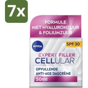 NIVEA - CELLular Expert Filler Dagcrème - Anti-Veroudering Gezichtscrème - SPF 30 - Met Hyaluronzuur, Creatine & Foliumzuur - 50 ml - Bulkverpakking - 7 stuks