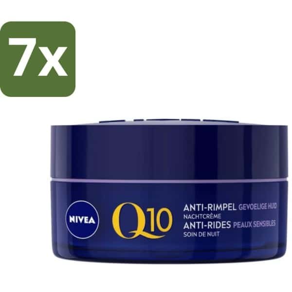 NIVEA - Nachtcrème - Q10 POWER Anti-Rimpel Gevoelig - Voor gevoelige huid - Met Q10, Creatine & Zoethoutextract - 50 ml - Bulkverpakking - 7 stuks