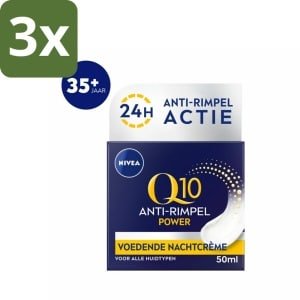 NIVEA - Nachtcrème - Q10 POWER Anti-Rimpel - Voor alle huidtypen - Met Q10 & Creatine - 50 ml - Bulkverpakking - 3 stuks
