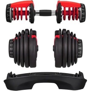 NaevaMi Verstelbare Dumbells - Dumbbells - Gewichten Halterset - Fitness Sport Set - Conditie en/of Krachttraining - Stalen Halters - Thuis Trainen - Met QuickLock-Systeem - 2.5 KG t/m 24 KG - Zwart/Rood