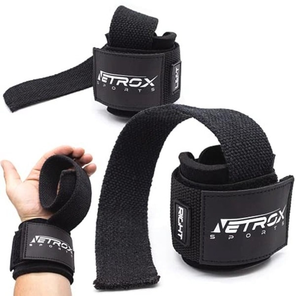 Netrox Sports® Professionele lifting straps met polsbandage voor bodybuilding, gewichtheffen, krachtsport, krachttraining en fitness, geschikt voor zware gewichten, heren en dames