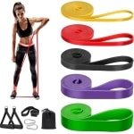 Optrekweerstandsbanden set - 5 stuks fitnessbanden voor mannen en vrouwen - Elastic gymnastiekbanden voor krachttraining - yoga pilates crossfit training