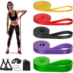 Optrekweerstandsbanden set - 5 stuks fitnessbanden voor mannen en vrouwen - Elastic gymnastiekbanden voor krachttraining - yoga pilates crossfit training