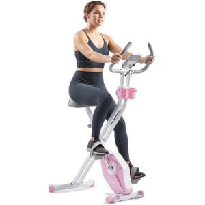 Opvouwbare Magnetische X-Bike Hometrainer in Roze met 14 Weerstandsniveaus en App Ondersteuning