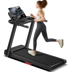 Opvouwbare loopband 12 km/u, elektrische loopband 2,5 pk/1800 W met hartslagmeter, app en Bluetooth-luidspreker, loopband met 12 trainingsprogramma's en hellingshoek