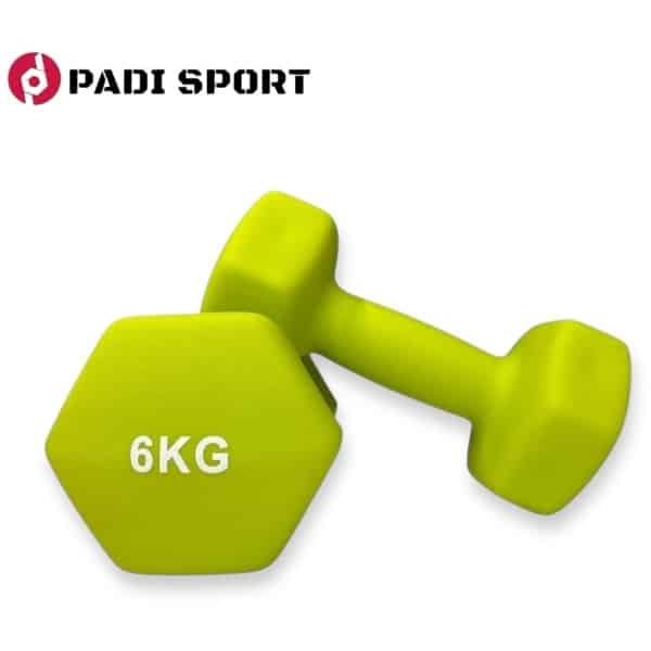 Padisport - Dumbell Neopreen - Groen - 6 Kg - Krachttraining - - Gewichten - Dumbells - Halters - Gewichtjes 6 Kg - Gewichten 6 Kg