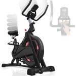Physionics® Hometrainer, met display, ergometer, vliegwiel van 8 kg, zadel, stuur en weerstand verstelbaar - hometrainer, fitness, binnen, cardio, fiets, stil