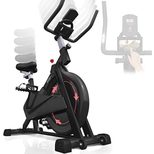 Physionics® Hometrainer, met display, ergometer, vliegwiel van 8 kg, zadel, stuur en weerstand verstelbaar - hometrainer, fitness, binnen, cardio, fiets, stil