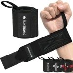 Polsbanden voor Krachttraining - Elastische Polssteun met Duimlus voor Gewichtheffen en Powerlifting - Zwart Wit