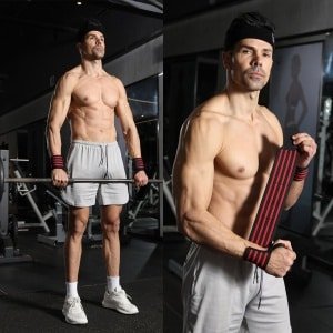 Polsbrace voor fitness, verstelbare band, voor polsen en armen, voorkomt verstuikingen, geschikt voor krachttraining bij mannen en vrouwen, gewichtheffen en deadliften.