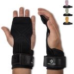 Power Trekhulp Fast Grip lederen trap-polsbandage voor krachttraining - bodybuilding fitness crossfit powerlifting - zwart