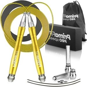 Pro Speed Springtouw - Volwassen Fitness - Mannen Vrouwen - Gewogen Springtouw 3m - Verstelbare Zelfborgende - Aluminium Boksen - Gym MMA - Crossfit Workout - Vetverlies - Reserve Kabel Gewichten