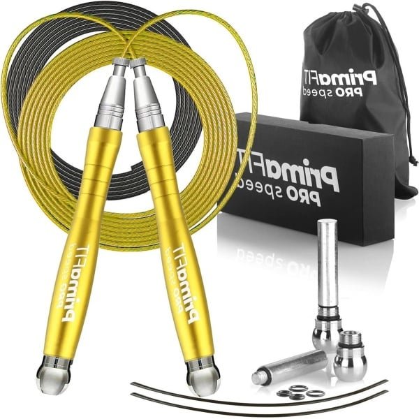 Pro Speed Springtouw - Volwassen Fitness - Mannen Vrouwen - Gewogen Springtouw 3m - Verstelbare Zelfborgende - Aluminium Boksen - Gym MMA - Crossfit Workout - Vetverlies - Reserve Kabel Gewichten