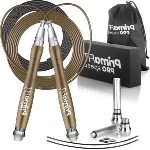 Pro Speed Springtouw - Volwassen Fitness voor Mannen en Vrouwen - Gewogen Springtouw 3m - Verstelbare Zelfborgende - Aluminium Boksen Gym MMA Crossfit Workout - Vetverlies - Reserve Kabel Gewichten