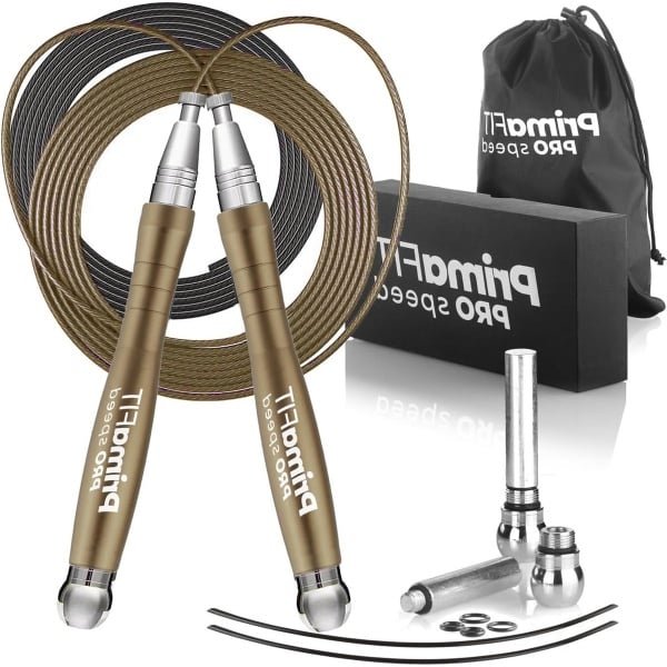 Pro Speed Springtouw - Volwassen Fitness voor Mannen en Vrouwen - Gewogen Springtouw 3m - Verstelbare Zelfborgende - Aluminium Boksen Gym MMA Crossfit Workout - Vetverlies - Reserve Kabel Gewichten