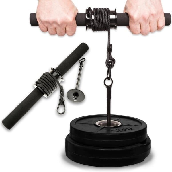 Professionele Onderarmtrainer - Effectieve Krachttraining Voor Onderarm - Tot 50 Kg Belastbaar - Met Dubbele Handgreep en Karabijnhaak - Chroom