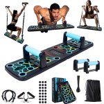 Push-up Board met Weerstandsbanden en Dynamische Handgrepen - Full-body Fitnessapparaat voor Krachttraining - Draagbaar en Compact - Inclusief Weerstandsbanden - Geschikt voor Alle Niveaus
