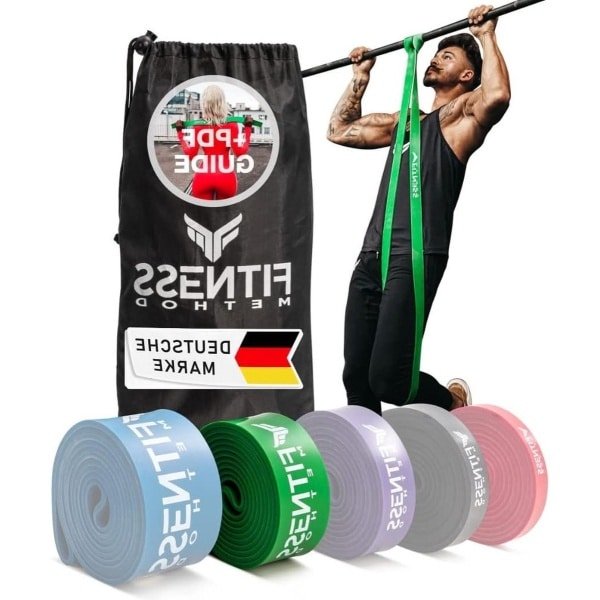 Resistance Bands Premium Set - Inclusief Tas en Oefenhandleiding - Krachttraining en Thuis Fitnessbanden - Pull-Up Band met Elastiek