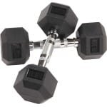 Rubber ingekapselde hex halter - in paren - zwart - voor krachttraining