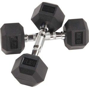 Rubber ingekapselde hex halter - in paren - zwart - voor krachttraining