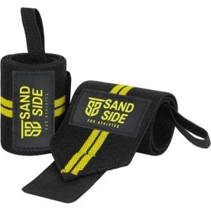 Sandside Wrist Wraps Premium - Geschikt Voor Crossfit en Fitness - Ondersteuning voor Pols - Wrist Bands voor Krachttraining - Polsbandage - Geel