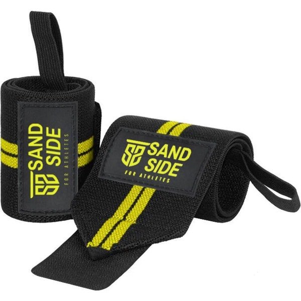 Sandside Wrist Wraps Premium - Geschikt Voor Crossfit en Fitness - Ondersteuning voor Pols - Wrist Bands voor Krachttraining - Polsbandage - Geel